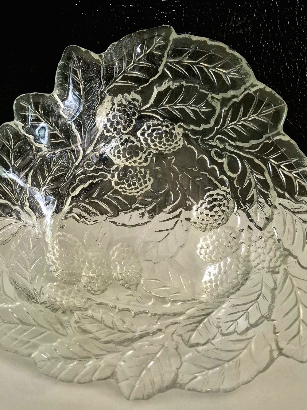 Clear Floral Glass Serving Dish